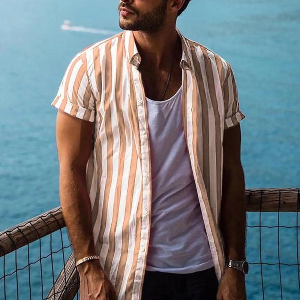 الرجال فضفاض الشاطئ قمصان هاواي قطاع طباعة قصيرة كم زر الرجعية قمم خمر الأحمر الذكور الصيف الأبيض أزياء الشارع الشهير