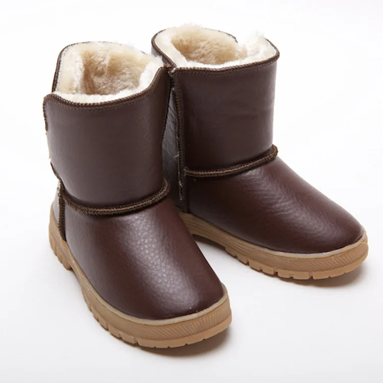 Г. Новые зимние детские ботинки для мальчиков и девочек детские Нескользящие теплые ботинки на плоской подошве детская теплая Утепленная обувь HJ028 - Цвет: Brown