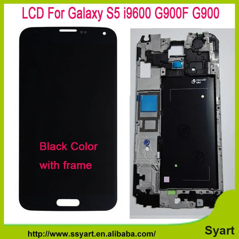 Full tested Mobile Phone lcd with digitizer touch screen panel with Frame For Samsung Galaxy S5 G9006 G900F i9600 touch display