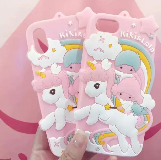 

3D Cute Cartoon Unicorn Gemini Pink Case For iphone X XS 7 7Plus 8 8Plus 6 6s Plus Soft Silicone Rubber Phone Cover Fundas
