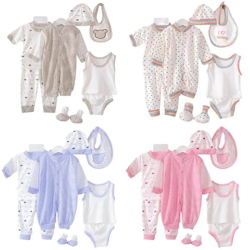 

Hot New 0-3M Newborn Baby Clothing Set Brand Baby Boy/Girl Clothes 100% Cotton Polka Dot Underwear 8pcs/set