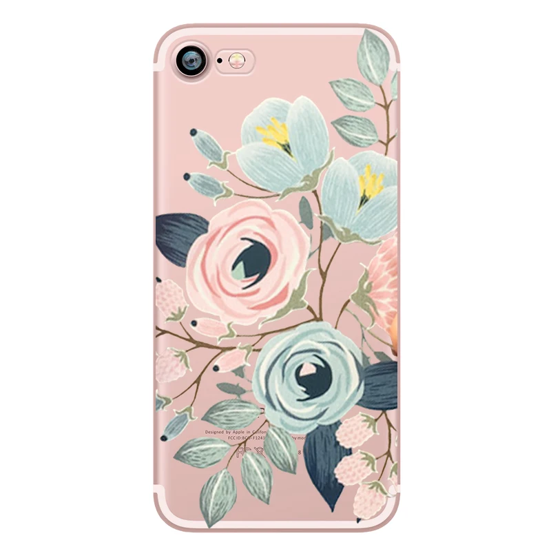 Summer Flower Fresh Retro Rose Peony Silicon Transparent TPU Soft Clear Phone Case for Apple iphone 5S 6S 6plus 7plus SE 5 Coque (2)