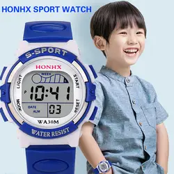 Бренд honhx водостойкие Дети Мальчики цифровые светодиодные спортивные часы дети будильник Дата часы наручные часы подарок montre enfant garcon