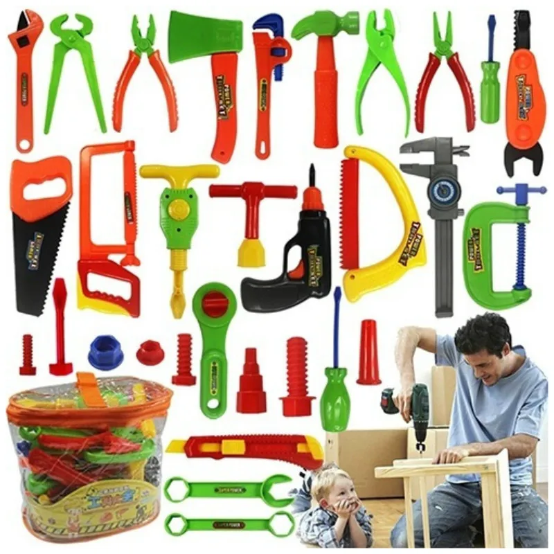 

32Pcs Boys Repair Tools Toy Kid Pretend Play Tool Set Construction Maintenance Tool Toy Kit For Child Toy Plastic Carpentry Tool
