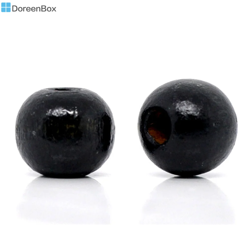 

Doreen Box hot- 200 Black Dyed Round Wood Spacer Beads 10x9mm (B11031)