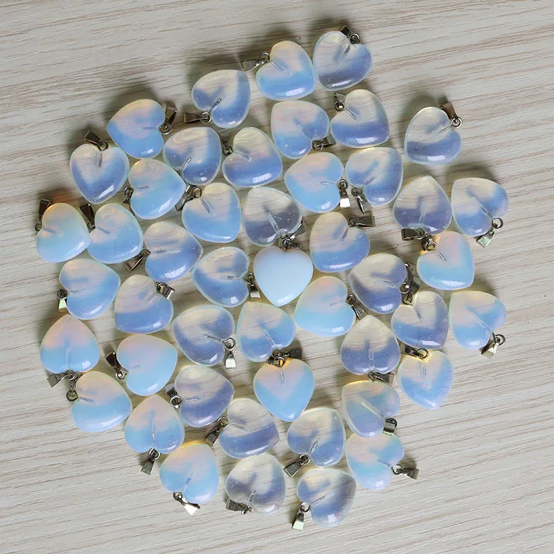

Wholesale 50pcs/lot high quality opal stone Love Heart Pendant 16mm DIY Jewelry making Earring Necklace for women