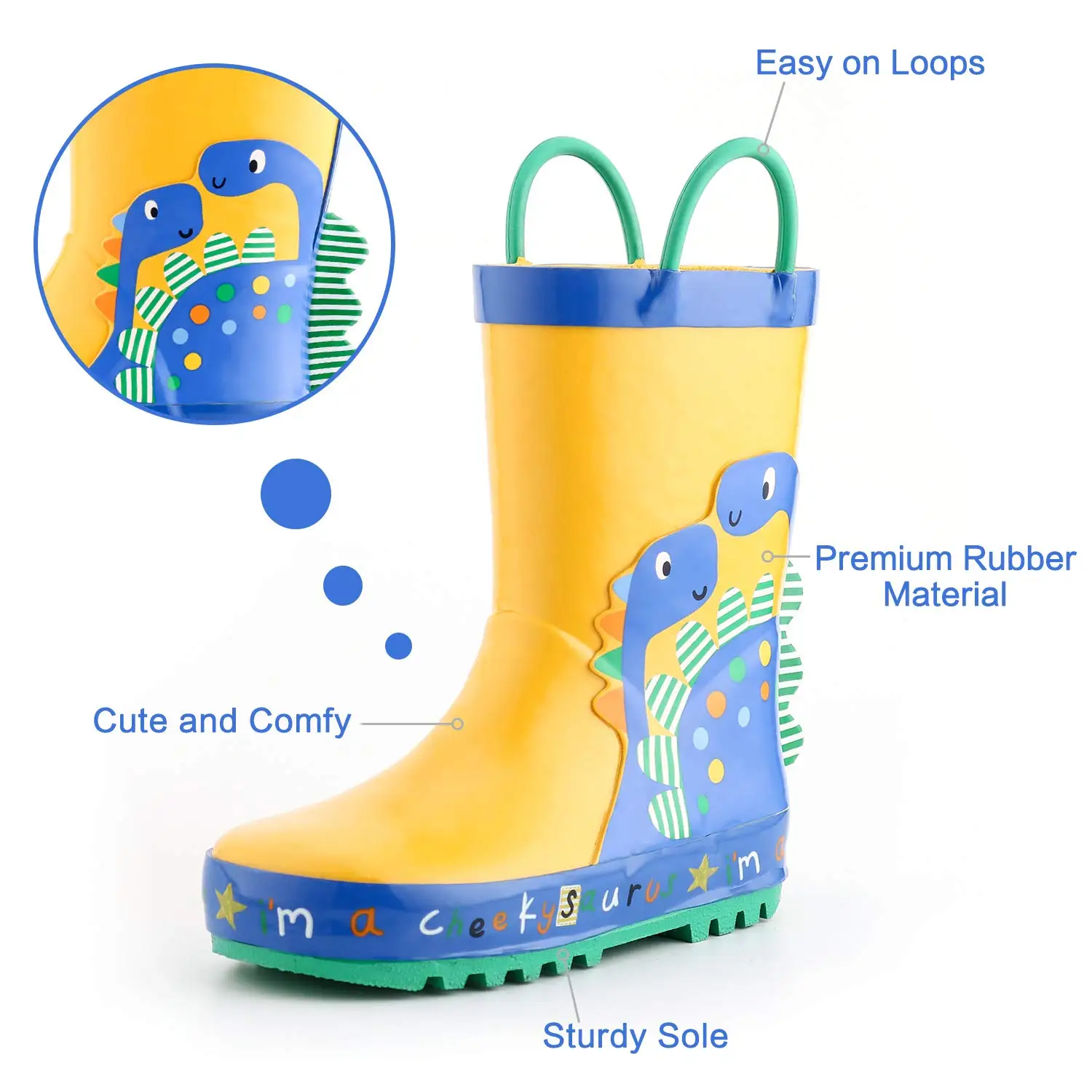 KushyShoo Rain Boots Kids Girl Boy Children's Rubber Boots 3D Dinosaur Baby Cartoon Children's Water Shoes Waterproof Rain Boots