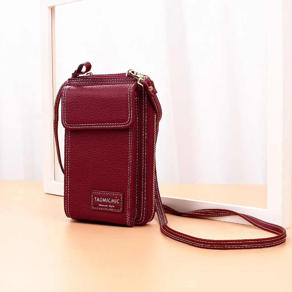 Crossbody Cell Phone Shoulder Bag Women Mini Messenger Bags Multifunctional Female Wristband Wallet Clutch Lady Leather Purse