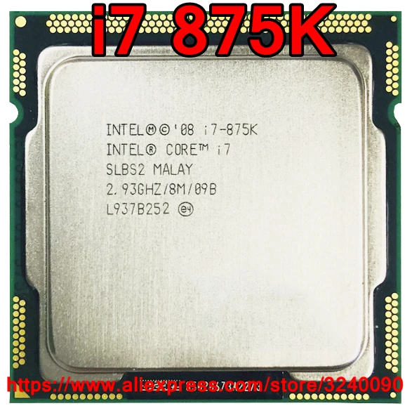 Процессор Intel Core i7 875K quad core 2,93 GHz LGA1156 8M cache 95W i7-875K настольный процессор Быстрая