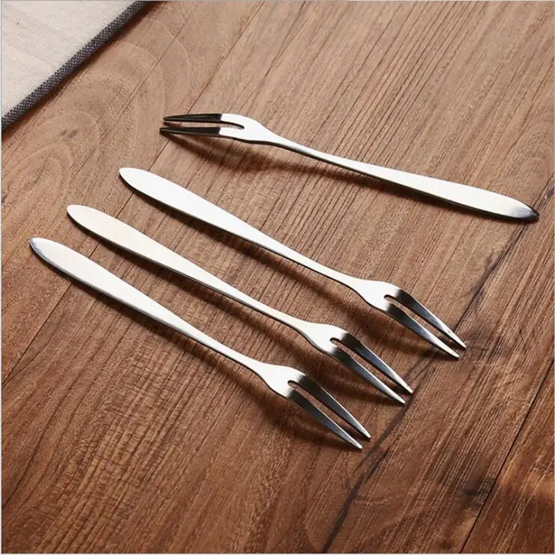 

Creative Stainless Steel Fruit Fork Cake Snack Forks Home Party Dessert Flatware Kitchenware Salad Cafeteria Kitchen Gadgets