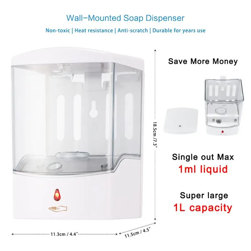 1Л автоматический дозатор жидкого мыла сенсор дозатор мыла насос для душа Кухня Мыло бутылка для ванны/ванной комнаты