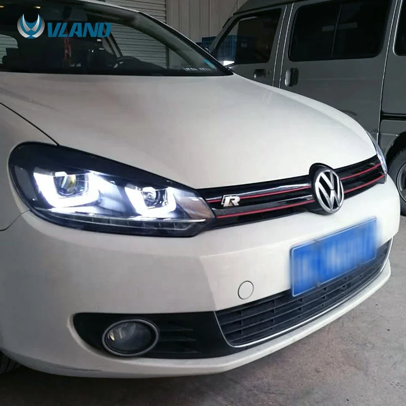 VLAND светодиодный U Стиль Demon eyes лампы для Volkswagen Golf 6 MK6 фары 2008 2009 2010 2012 для GOLF R20 светодиодный головной фонарь