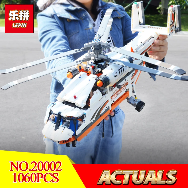 

Lepin 20002 technic series Double rotor transport helicopter Model Building blocks Bricks Compatible LegoINGlys 42052 Boy toys