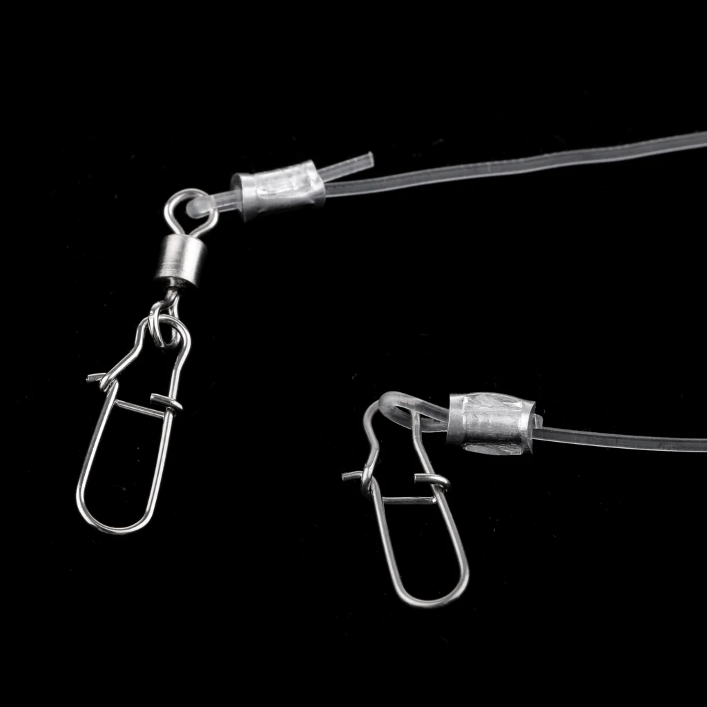 5x High-Strength Nylon Fishing Wire Leaders with Stainless Steel Snaps Copper Swivels Luminous Beads Fishing Accessory Lead Core