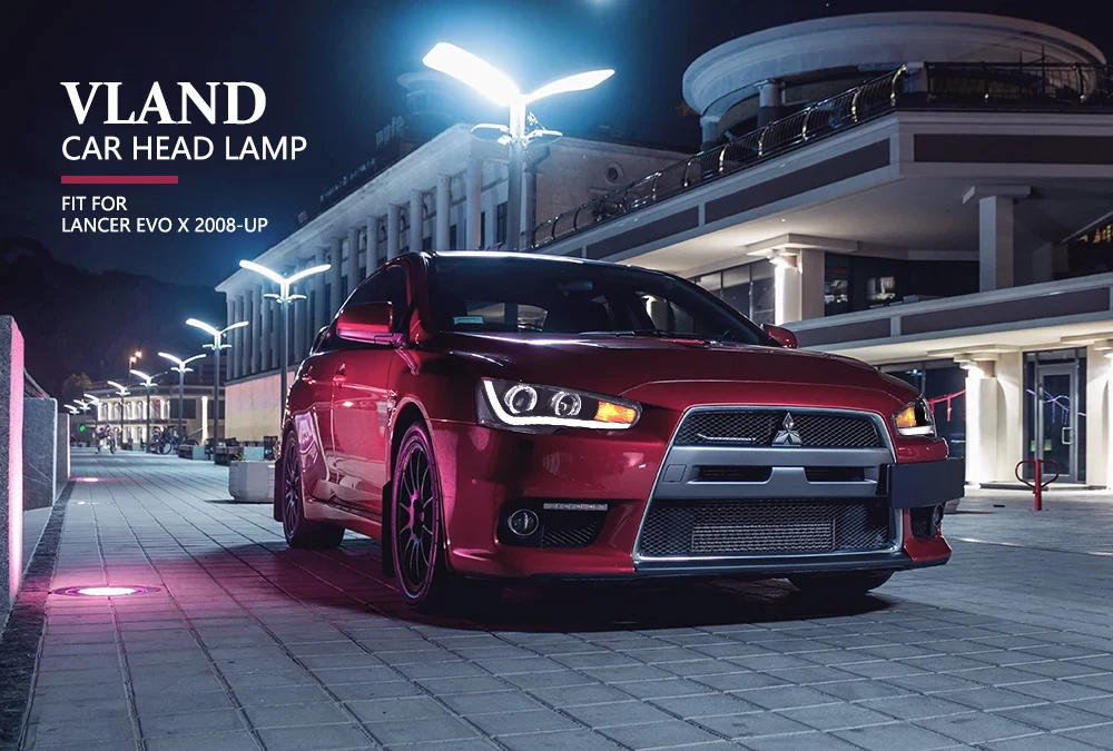 Vland автомобильный Стайлинг для Lancer EVO X 2008-UP Автомобильный головной светильник в сборе проектор передний светильник