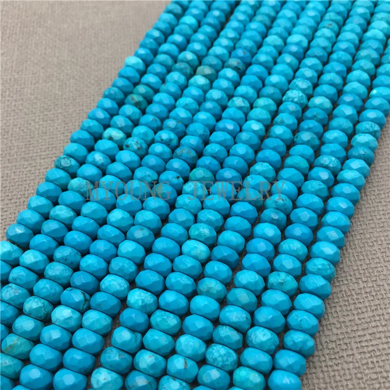 MY0150 Blue Tophus Beads,Faceted Flat Rondelle Beads,Natural Stone Beads For Jewelry Making, 15.5``Free Shipping (1)