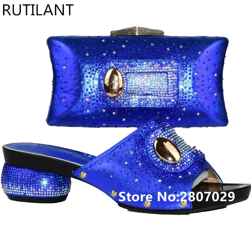 

Blue Women Shoe and Bag To Match for Parties African Shoe and Bag Set for Party In Women High Quality Italian Shoes with Bag Set