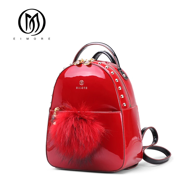 

EIMORE Backpack High Quality Patent Leather Genuine Mochila Escolar School Bags For Teenagers Girls Top-handle Backpacks Women