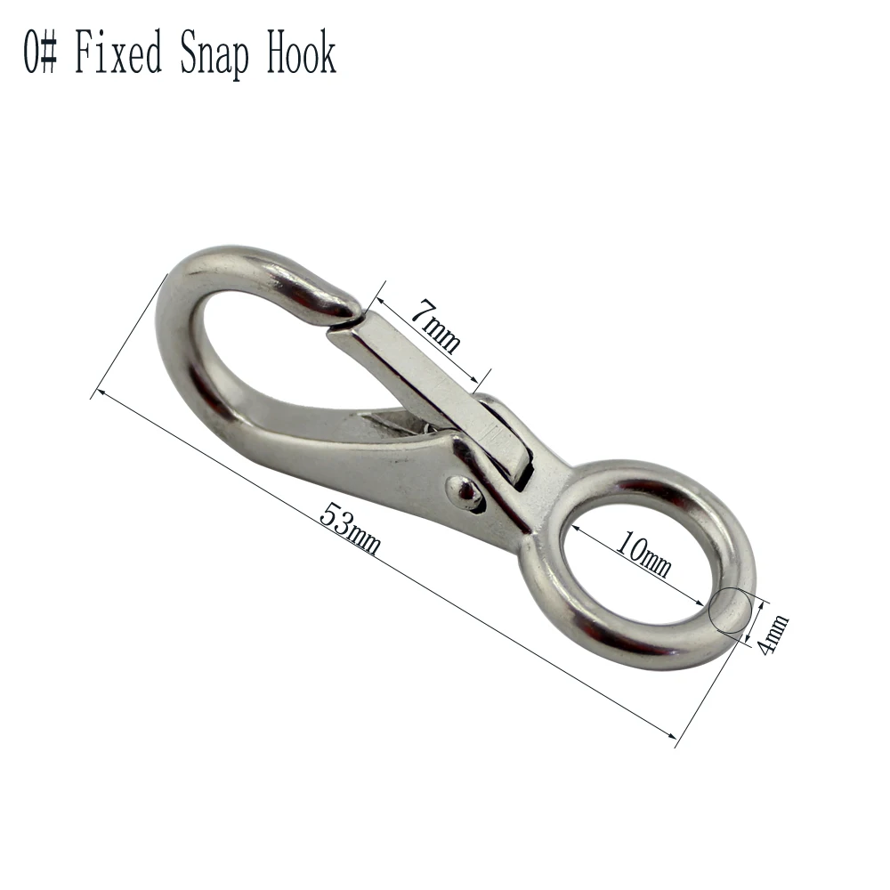 

Stainless Marine Mini Fixed Eye Snap Hook Bag Spring Snap Carabiner Quick Release Dog Chain Bolted Hook 5pcs 53mm(0#)