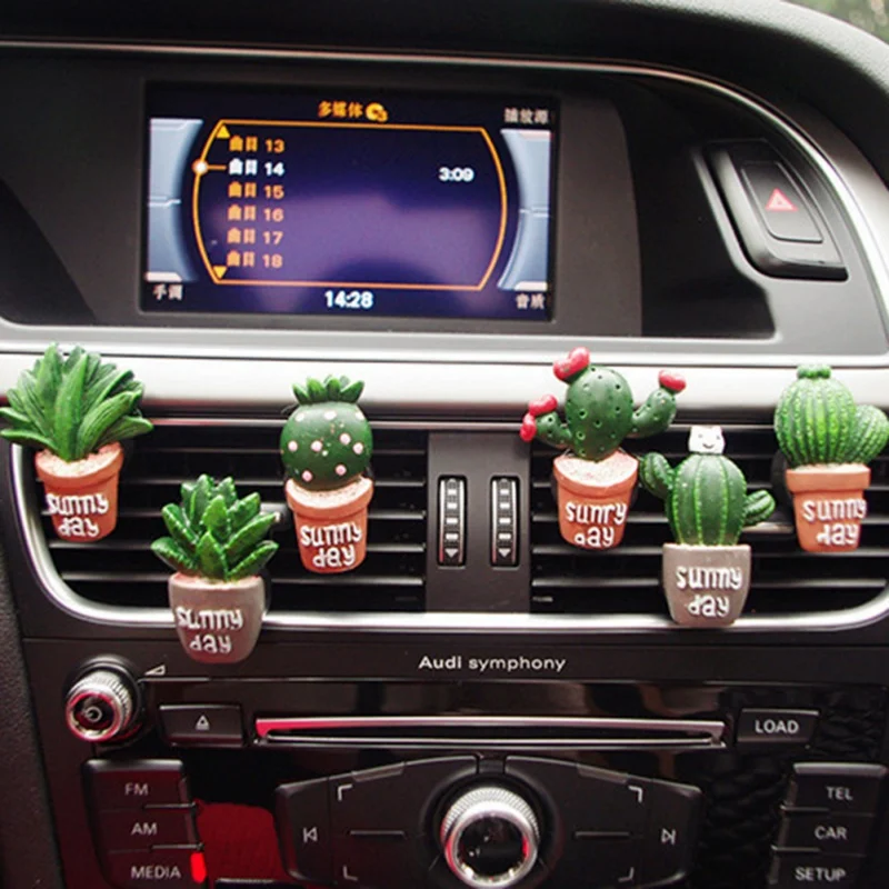 

Car Air Conditioning Vent Perfume Clip Creative Resin Cactus Air Freshener Fragrance Solid Balm Decoration Ornaments