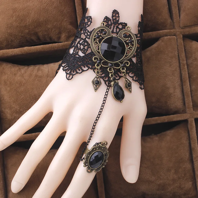 Goth Fashion Heart Lace Hands Accessories Black Geometric Boutique