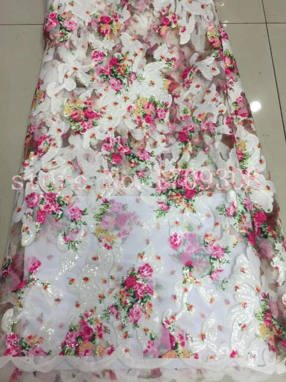 

African sequins lace CGL63028-7 guipure lace fabric with sequins cupion lace fabric Free Shipping!