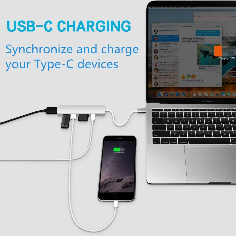 Док станция Megoo USB C для ноутбука устройство чтения SD и TF карт Тип HDMI/USB3.0/PD 6 в