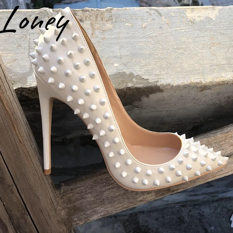 

Loney New Genuine Leather Sexy Pointed Toe Summer Pumps Slip On Thin HIgh Heel Wedding Pumps Spikle HIgh Heel Shoes Women