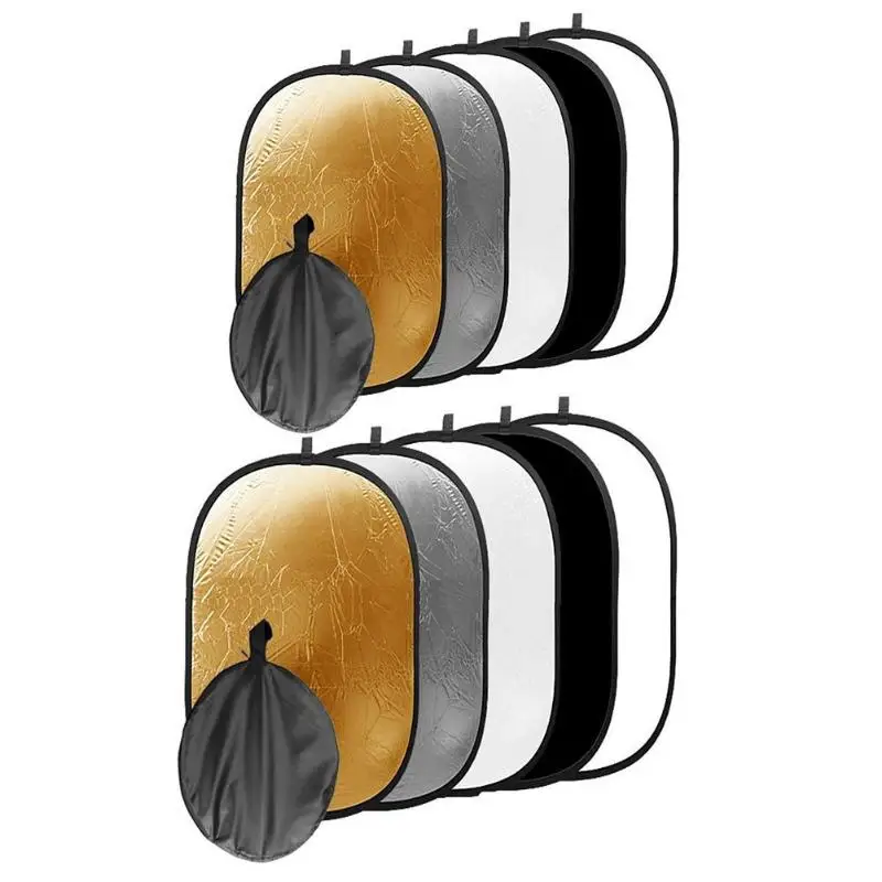 

5 in 1 Oval Photography Light Reflector Foldable Photo Studio Accessories Mulit Supplies for Flash Light with Carrying Bag NIE#