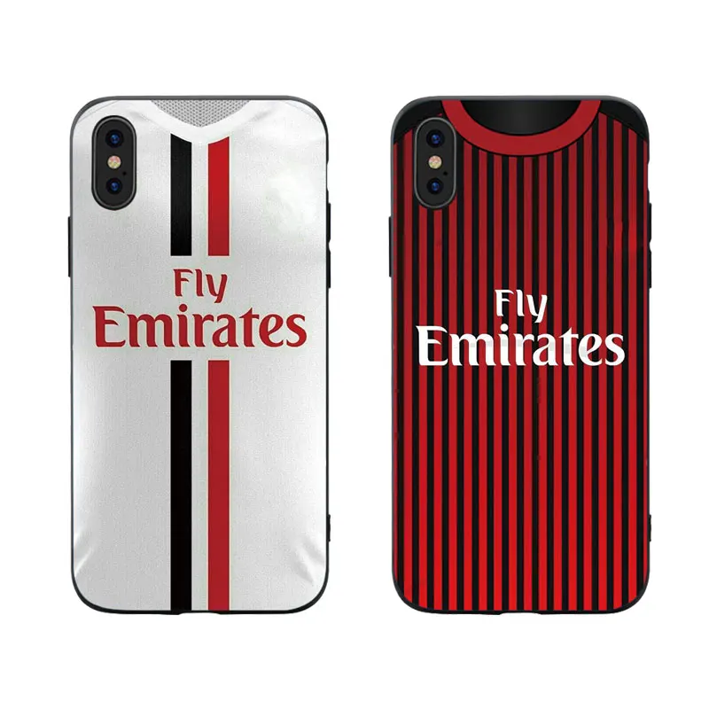 

MA Football Milan Jersey Style Soft Silicone Phone Case Cover For Iphone 5 5S SE 6 6S 7 8 Plus X XS XR XS 11 pro Max TPU Case