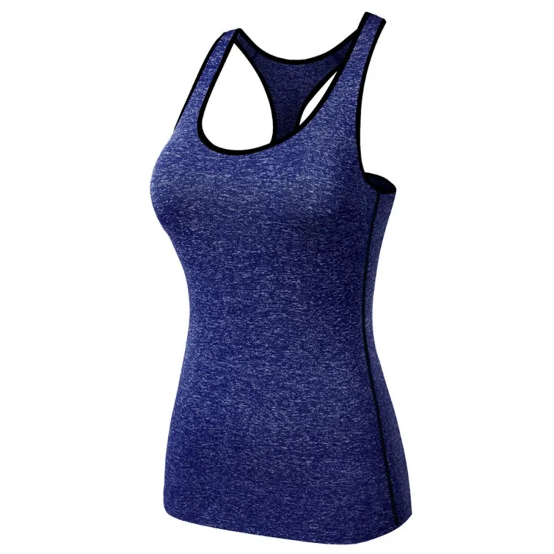 Женские майки для тренировок, майки для фитнеса, быстросохнущие жилеты, летняя женская однотонная одежда - Цвет: Синий