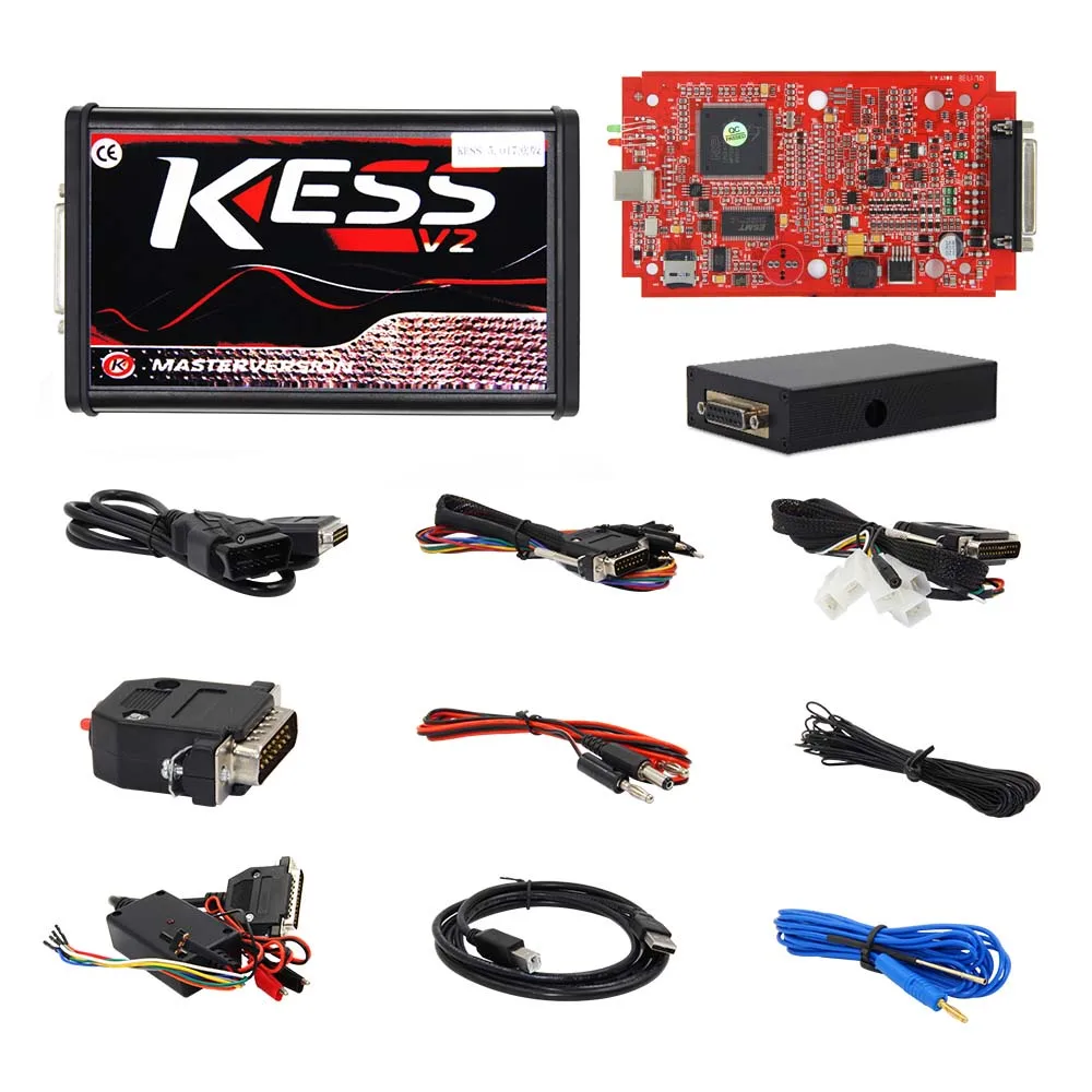 KESS V2 V2.47 V5.017 ЕС красный ЭБУ OBD автомобиль/Грузовик программист инструмент Ktag V2.23 V7.020 4 светодиодный онлайн-версия без ограничения жетонов - Цвет: KESS V2 EU Red