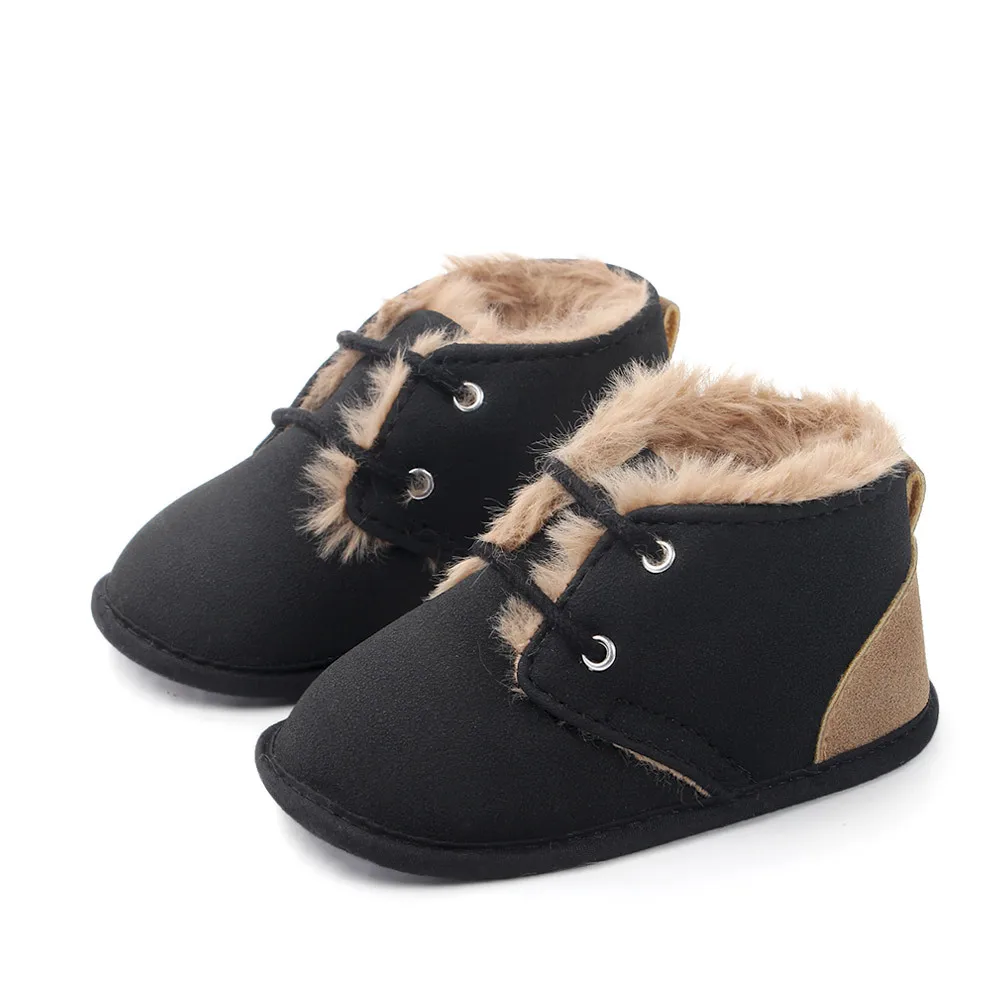 Зимние меховые ботинки для новорожденных и маленьких мальчиков и девочек, теплая обувь, повседневные леопардовые ботинки для малышей 0-18 м