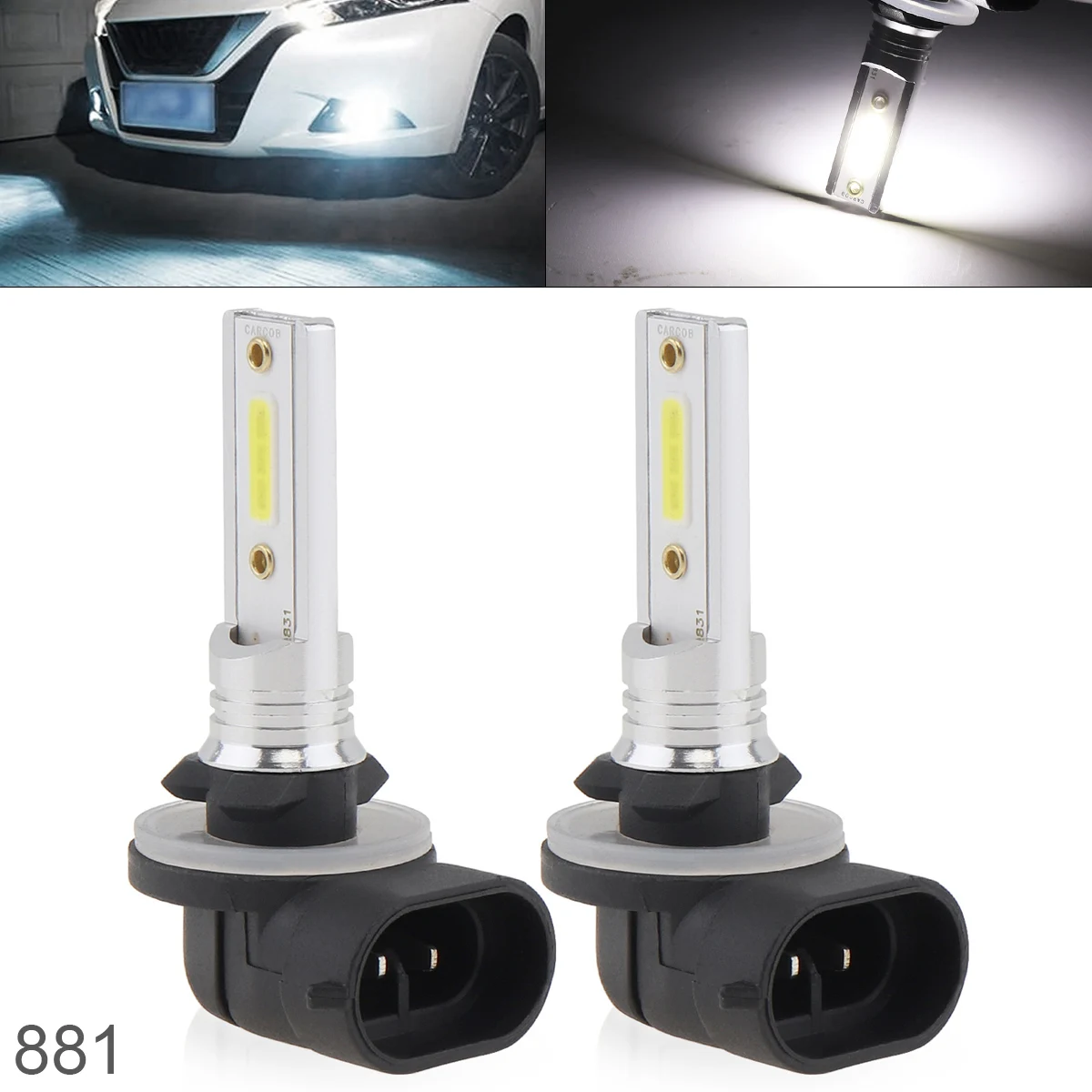 2pcs 12V 881 COB SMD Lights 1200LM 6500K 7500K White Driving Running Car Lamp Auto Light