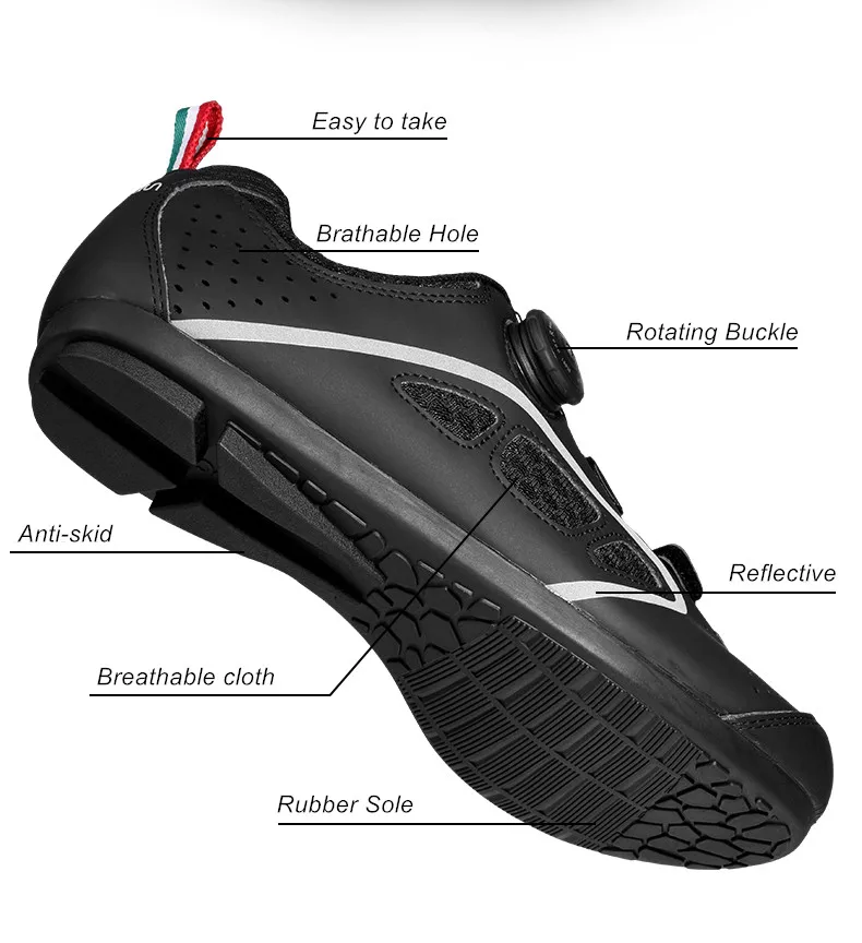 Обувь для велоспорта без замка с вращающейся пряжкой Мужская обувь для шоссейного и горного велосипеда кроссовки для велоспорта MTB с липучкой нескользящая резиновая подошва