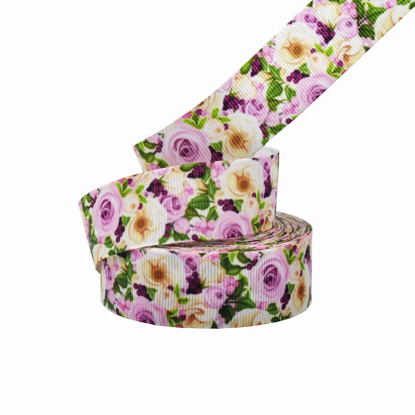 25 мм с цветочным принтом grosgrain ленты 10 двор ручной работы Подарочная упаковка лента diy лук декоративные ленты