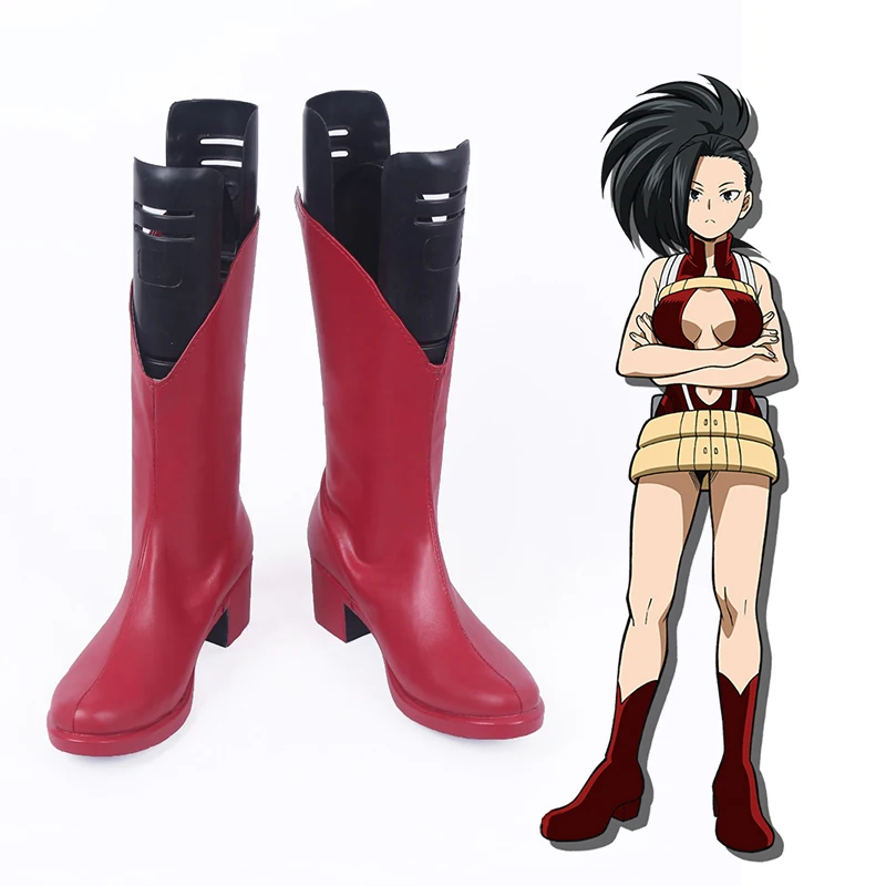 My Hero Academia Boku no Hero Akademia Momo Yaoyorozu Cosplay Boots Red