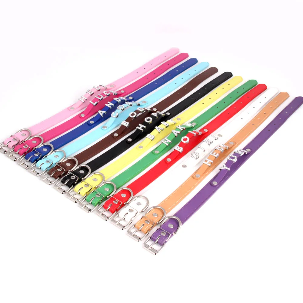 Pet Dog Target ID Name Custom Cat Collar Leather Puppy Collars for Small Medium Dogs Personalized Tags XS/M/L/XL|Воротники| |