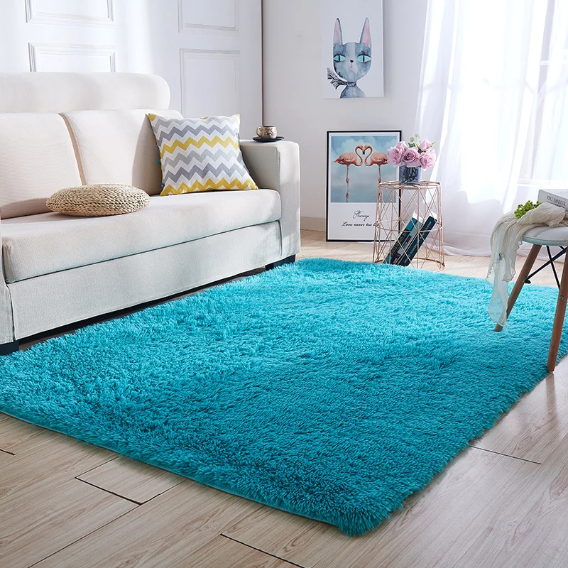 

New Arrival Nordic style long hair carpet bedside mat Thickened washed silk hair non-slip rug Living room coffee table blanket