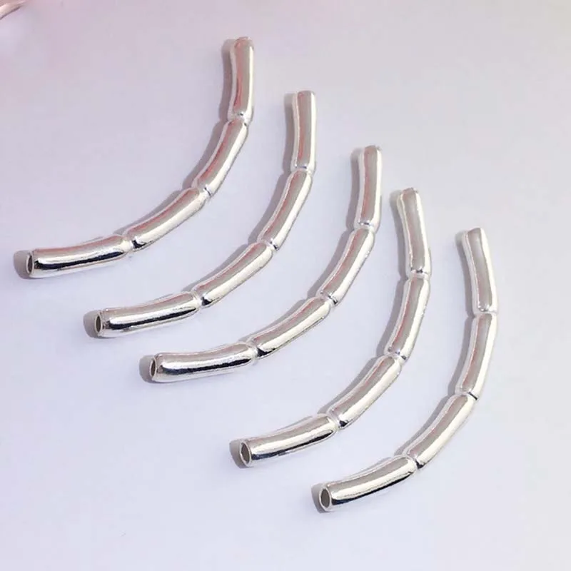 

2pcs/lot 100% 925 Sterling Silver Bamboo Shape Tube Charms 20-50mm Long Spacer Beads DIY Fine Bracelets Jewelry Gift Accessories