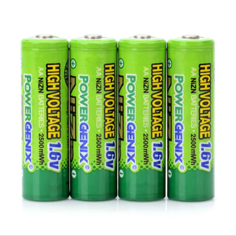 

4Pcs/lot NiZn 1.6V AA 2500mWh Rechargeable Powergenix more than 1.5v Battery High Voltage For High Drain Usage