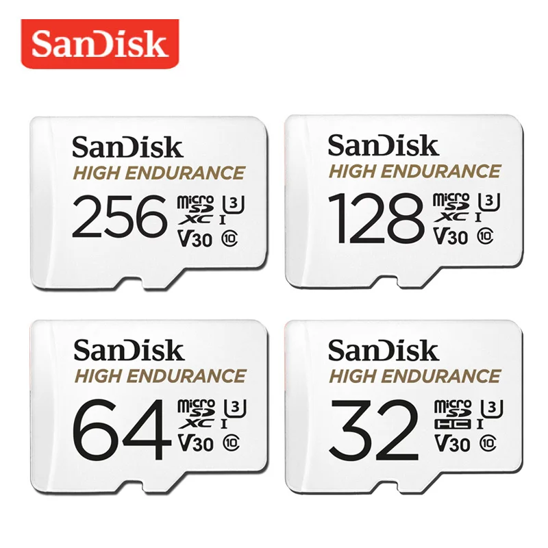 SanDisk высокая выносливость видеонаблюдения MicroSD карта 32 GB 64 GB Class10 20 МБ/с. TF карты идеально подходит для видеорегистраторы и домашнего видео