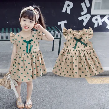 

2019 Summer Toddler Infant Baby Girls Bow Dress Kid Cute Princess Perform Party Print Dot Dress Girls Wedding Fashion Dress