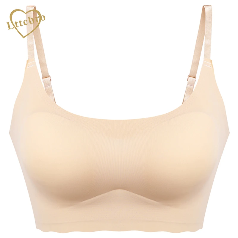 

Women Seamless Bra Push Pad Maternity Nursing Bras Sleep Bra Adjusted-straps Black nude Crop Top Padded