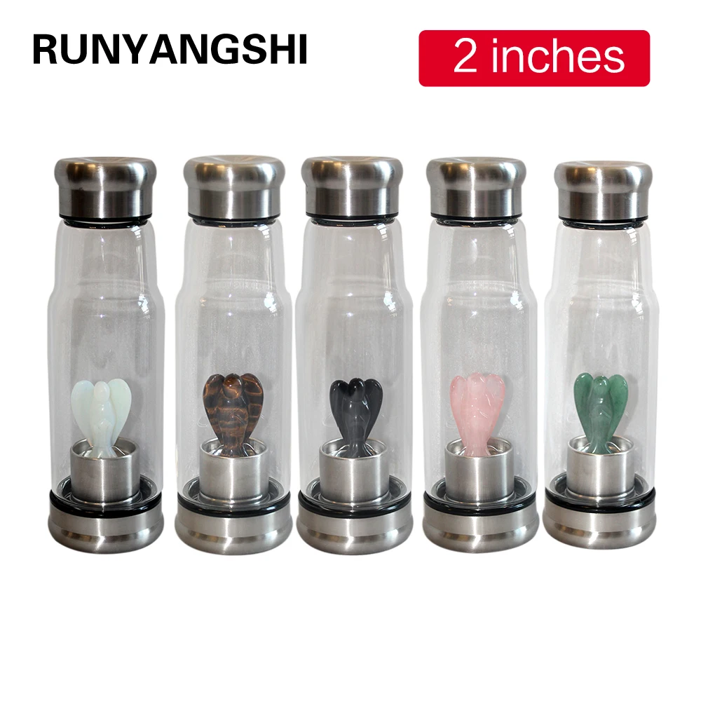 

All Kinds Of Natural Quartz Gemstone Crystal Glass Elixir Water Bottle Point Hand-Carved 2 inches Angel Cup Crystal Wand gif