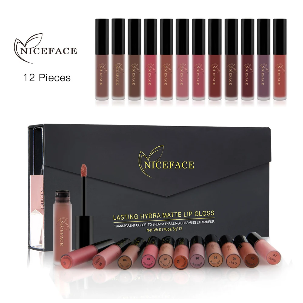 

Waterproof Makeup Lips Velvet Lip Gloss Sets Matte 12pcs Nude Color Moisturizer Liquid Pigments Lipstick Matte Lips Kits