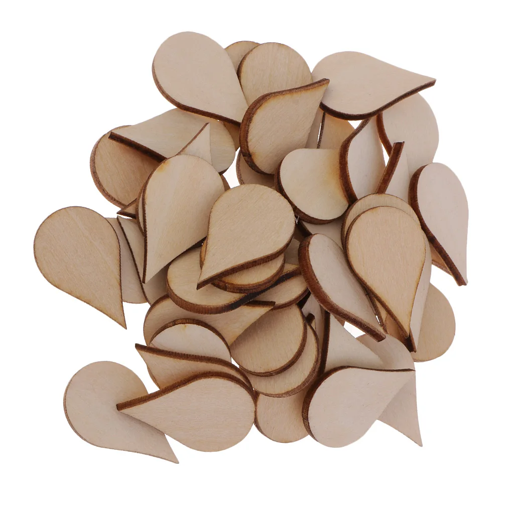 Wooden MDF Drop Shapes Craft Blank Wood Embellishment for Scrapbooking Wedding Party Baby Feet Christmas Decorations DIY