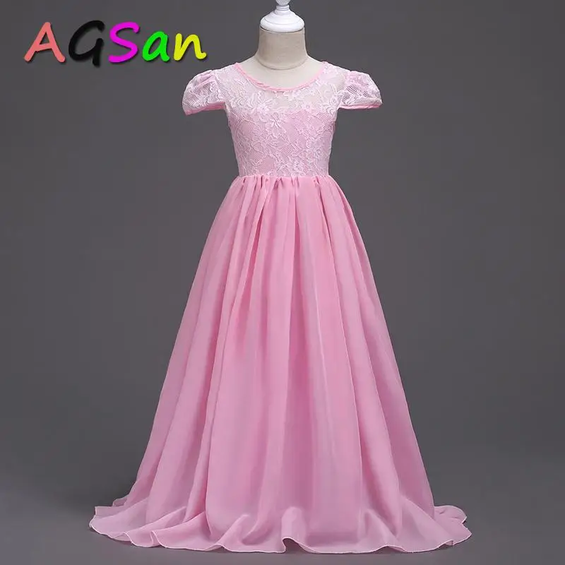 AGSan/Брендовое платье для девочек, коллекция 2019 года, весеннее платье принцессы с короткими рукавами, элегантный свадебный костюм для детей