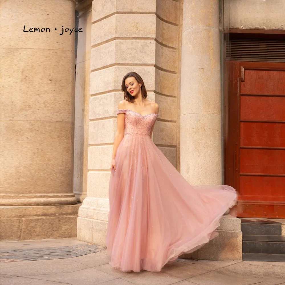Розовые вечерние платья Lemon joyce длинные сексуальные с вырезом лодочкой без