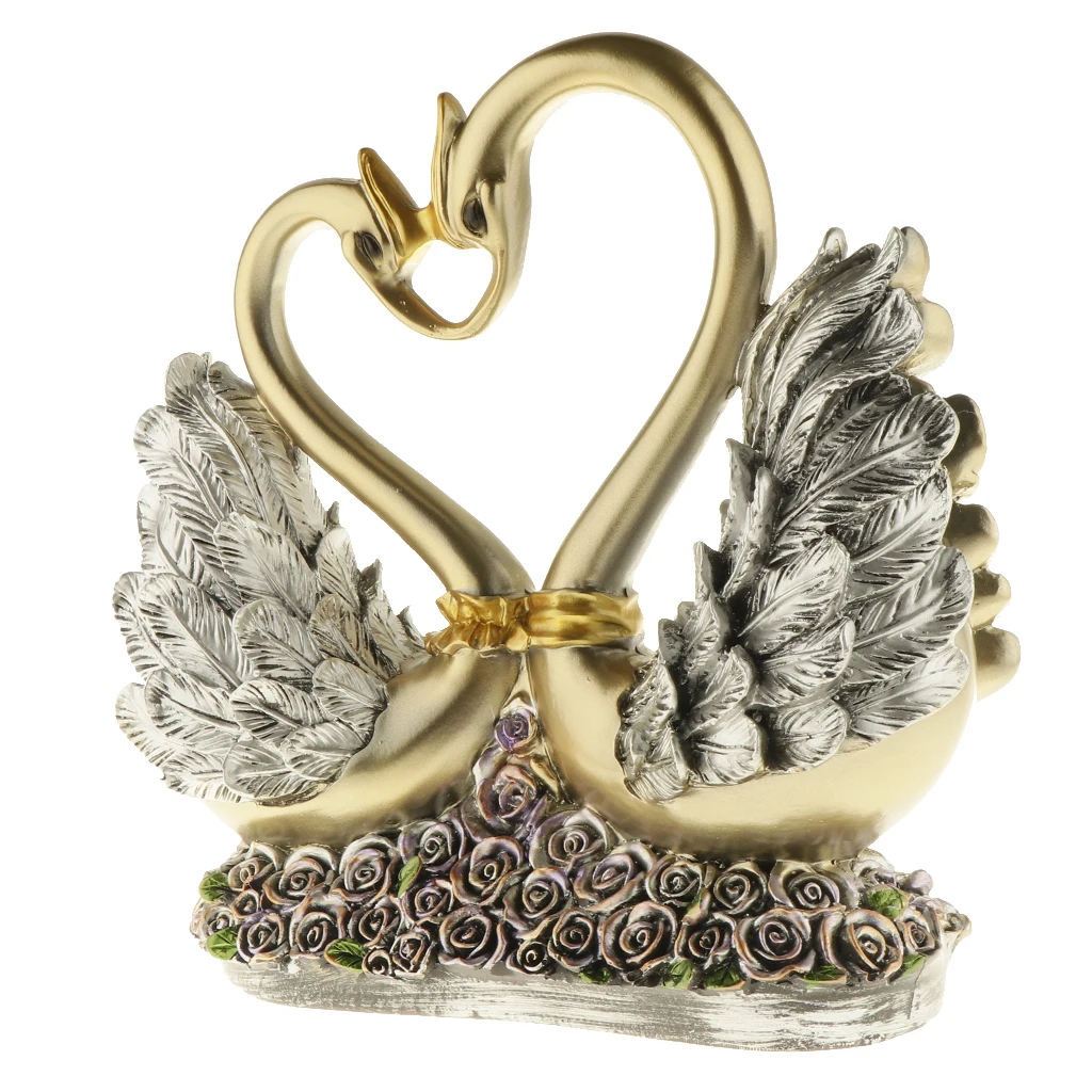 European Couple Kissing Swan Figurines Home Decoration Wedding Gifts Wine Cabinet Display Resin Crafts Household Swan Miniatures